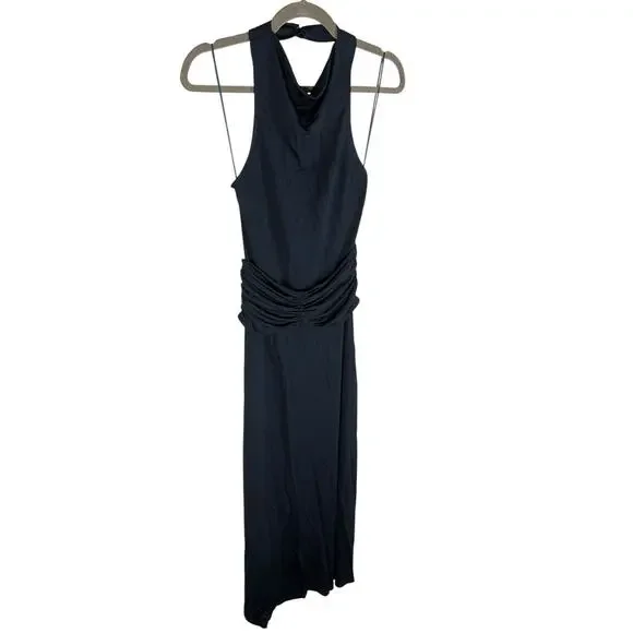 Solid & Striped The Bobby Maxi Dress Halter Neck Ruched Formal Vacation Navy MD